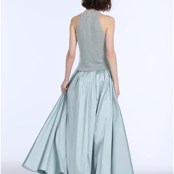 PLEATED SOFT TAFFETA BALLGOWN SKIRT LIGHT BLUE - Picture 3 of 7